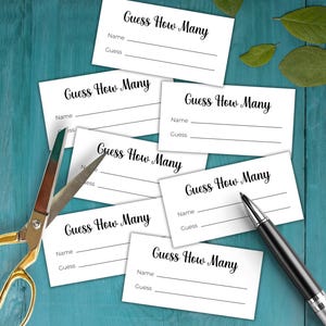 Guess How Many Game Slips | Perfect for Birthday Parties, Baby Showers, Christmas or Holiday Gatherings, Bridal Showers, Church Events Games