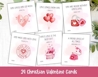 Christian Valentine Cards, Bible Verse Scripture Valentines, Homeschool Valentines, Christian School Valentine Cards, Jesus Valentines PDF