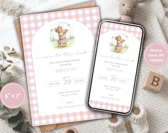 Baby Shower Invitation for Girl - Golf, Golf theme baby shower invitation girl, Golf baby shower ideas, baby shower invitation golf theme