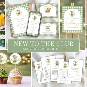 Baby Shower Invitation Golf, Golf Theme Baby Shower for Boy, Golf Theme Baby Shower Bundle,  Teddy Bear Golf Theme Baby Shower Printable