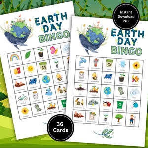Bingogame Earth Day voor kinderen | Earth Day-feestje | Earth Day-activiteiten | 36 bingokaarten | Klassikale spellen | Afdrukbaar | Viering van de Dag van de Aarde