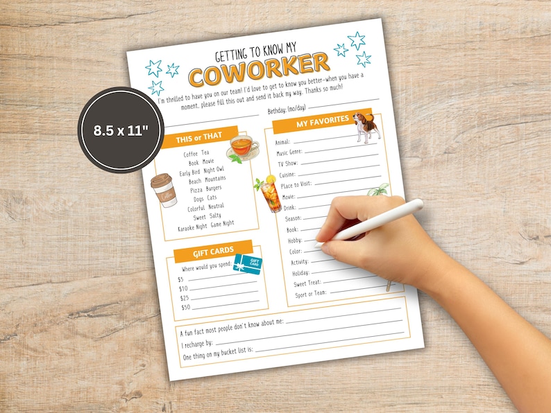 New Team Questionnaire.pdf Get to Know Coworker Questionnaire - Fillable PDF or Hand Write ...