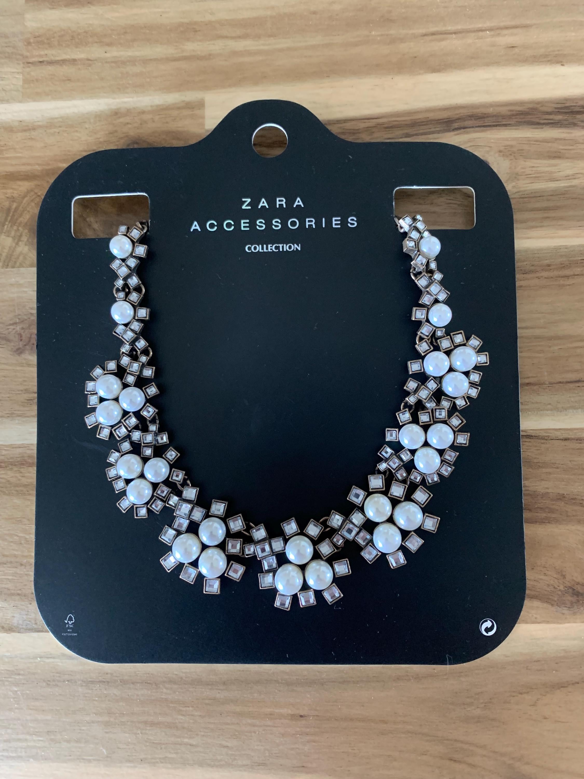 Zara Faux Pearl With Rhinestone Necklace NWT All Item Prices