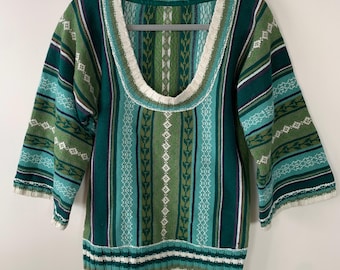 Suéter de lã Fair Isle da Old Navy - Malha listrada verde, tamanho M