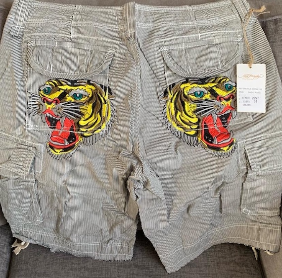 Ed Hardy tiger embroidered vintage tattoo baggy cargo… - Gem