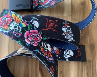 Ed Hardy Y2K Skull With Rose, Knife Tattoo Vintage Belt  display picture 2