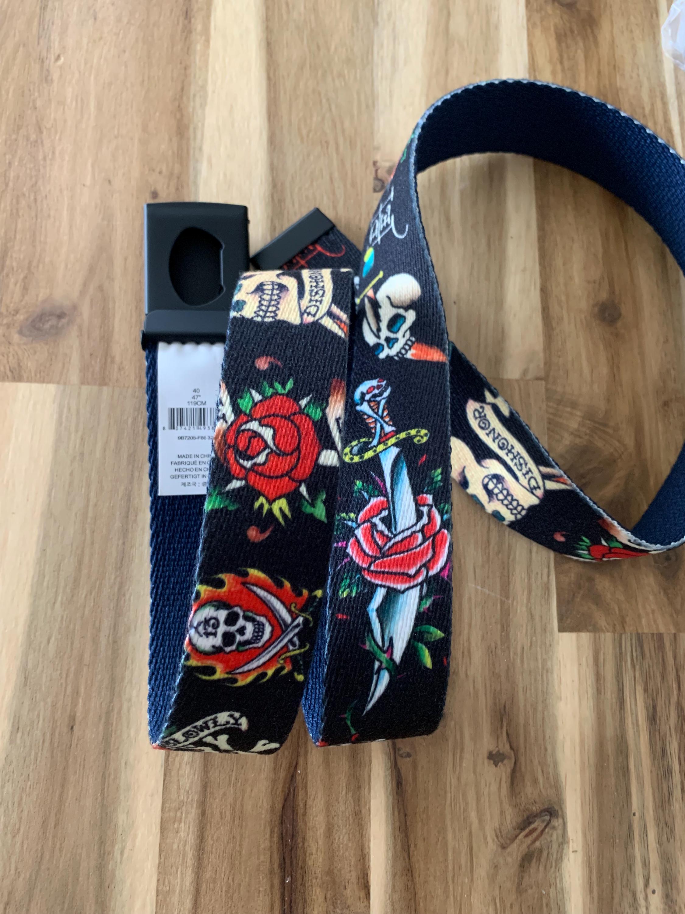 Ed Hardy Y2K Skull With Rose, Knife Tattoo Vintage Belt  display picture 1