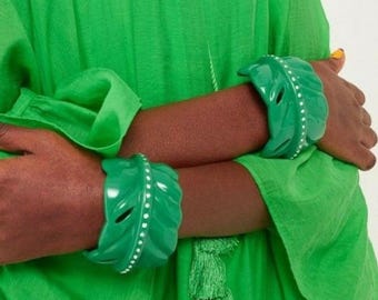 Iris Apfel H&M Blatt Grün Blätter Cuff Armreif Schmuck NWOT Alle Artikelpreise beinhalten US-Zölle