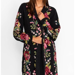 Johnny Was BIYA Lois Sequin Blazer Embroidered Flower Floral Coat NWT Size M