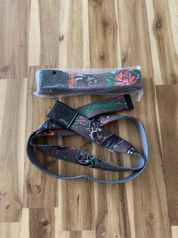 Ed Hardy Y2K Leopard With Snake, Lotus Tattoo Vintage Belt  display picture 3