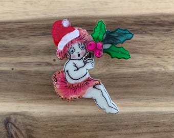 Broche de flor de Navidad andrajosa de Erstwilder para niños, pequeño pin NWOT