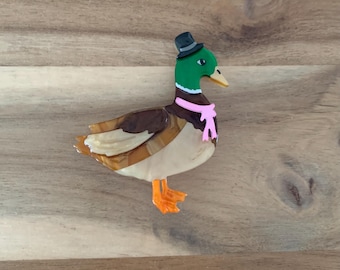 Erstwilder Well-Dressed Duck brooch bird pin NWOT all item prices include US tariffs