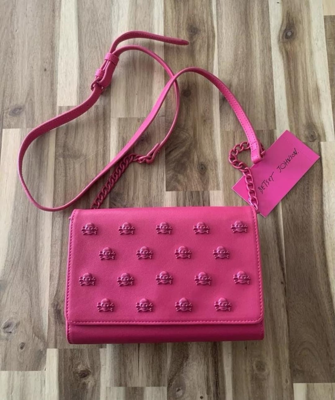 Betsey Johnson Pink Skull Studded Crossbody Bag Purse NWT All Item