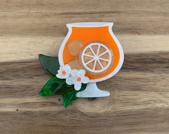 Erstwilder Aperitif Italiano Brooch orange fruit drink cocktail pin NWOT