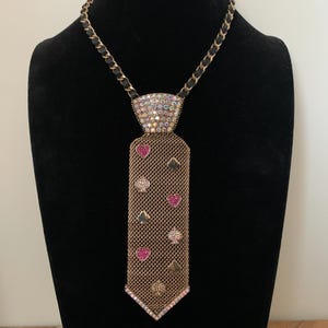 Betsey Johnson rhinestone tie necklace vintage jewelry NWOT