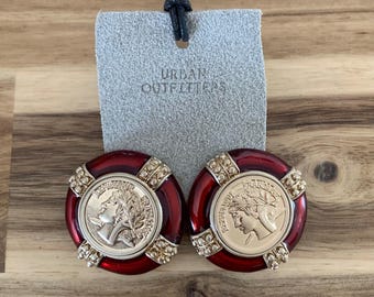 Anthropologie Vintage Coin Post Kolczyki biżuteria prezent