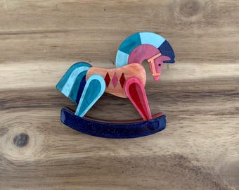 Erstwilder Workshop Wonder Brooch rocking horse Pin NWOT