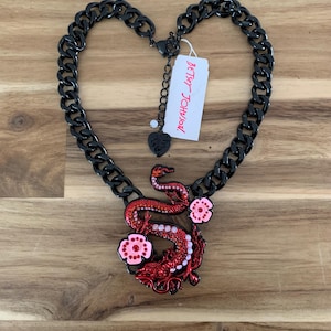 Betsey Johnson Red Dragon Pendant Necklace jewelry gift