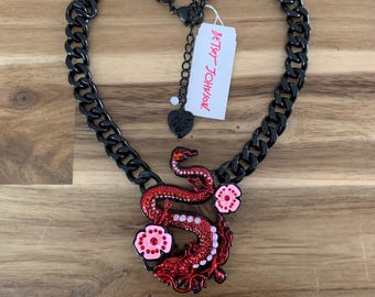 Betsey Johnson Red Dragon Pendant Necklace jewelry NWT all item prices include US tariffs