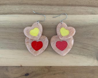 Erstwilder Lolly Heart Cookies Drop earrings dessert bake NWOT