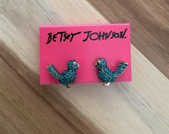 Pendientes de botón con diseño de pájaro azul atrapasueños de verano indio de Betsey Johnson, joyería vintage NWT