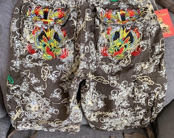 Vintage Unused Ed Hardy Jorts Y2K Hiphop Unisex Size S (measured