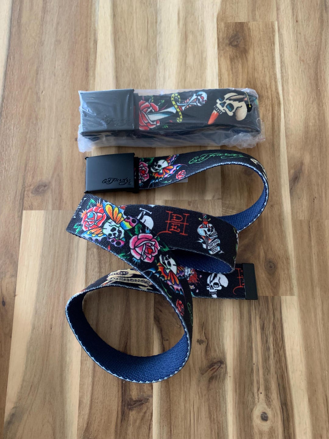 Ed Hardy Y2K Skull With Rose, Knife Tattoo Vintage Belt 