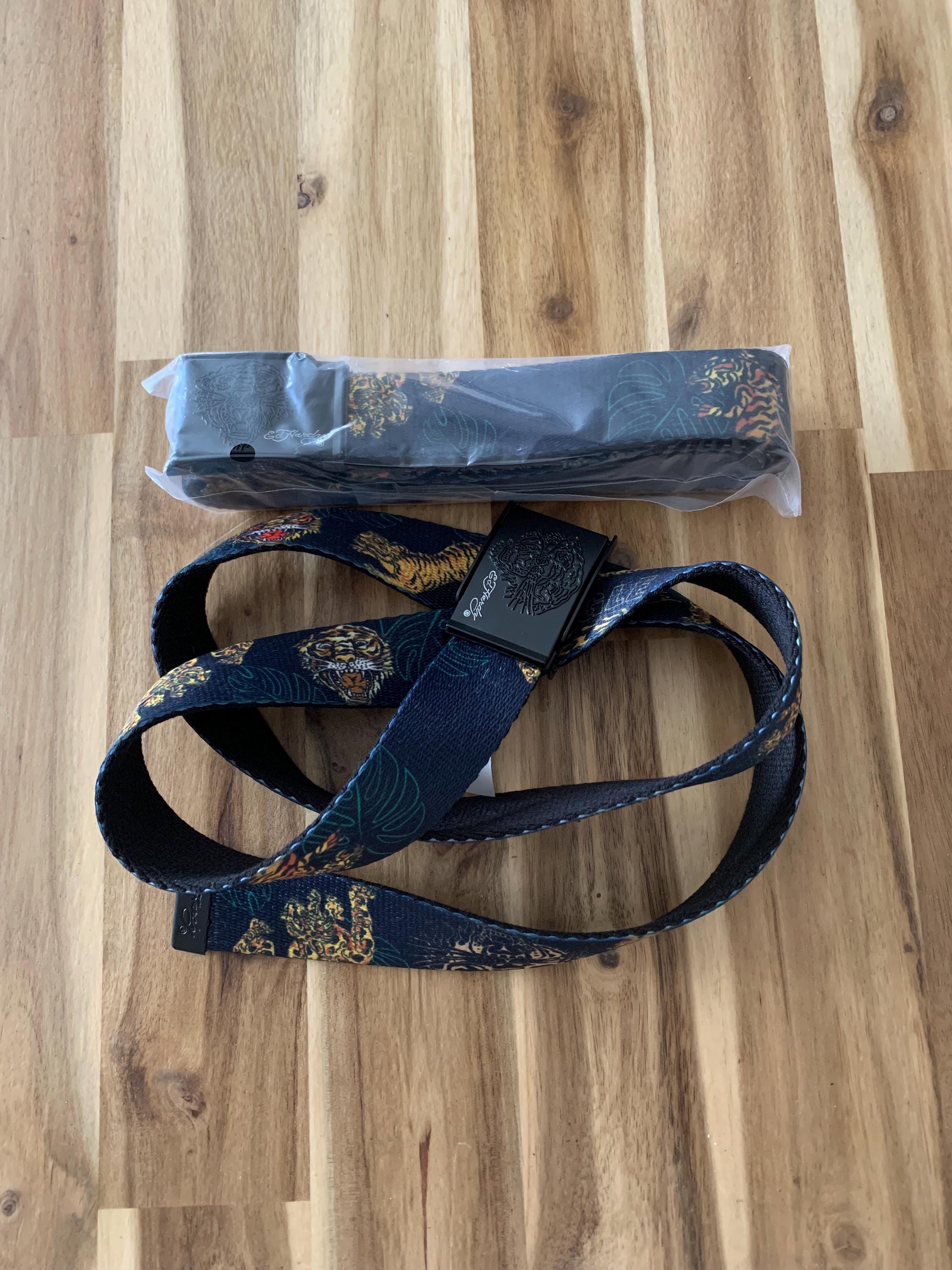 Y2K Don Ed Hardy Designs True Love Tattoo Leather Rhinestone Belt Tiger Buckle Ed Hardy Eternal Love Leather Belt Black Skull Rhinestones  main image 4