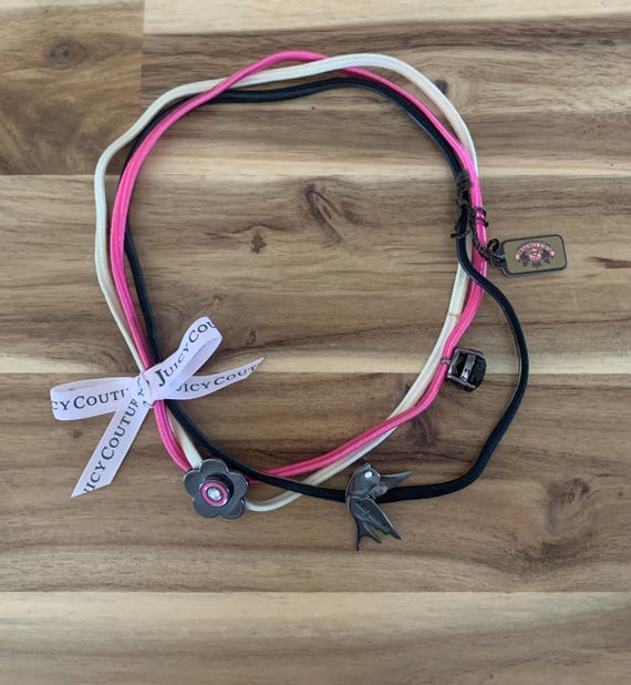 Juicy Couture Pink Purple Elastic Headband with Heart Charms 3 Piece Set NWT Juicy Couture Pink Purple Elastic Headband with Heart Charms  main image 4