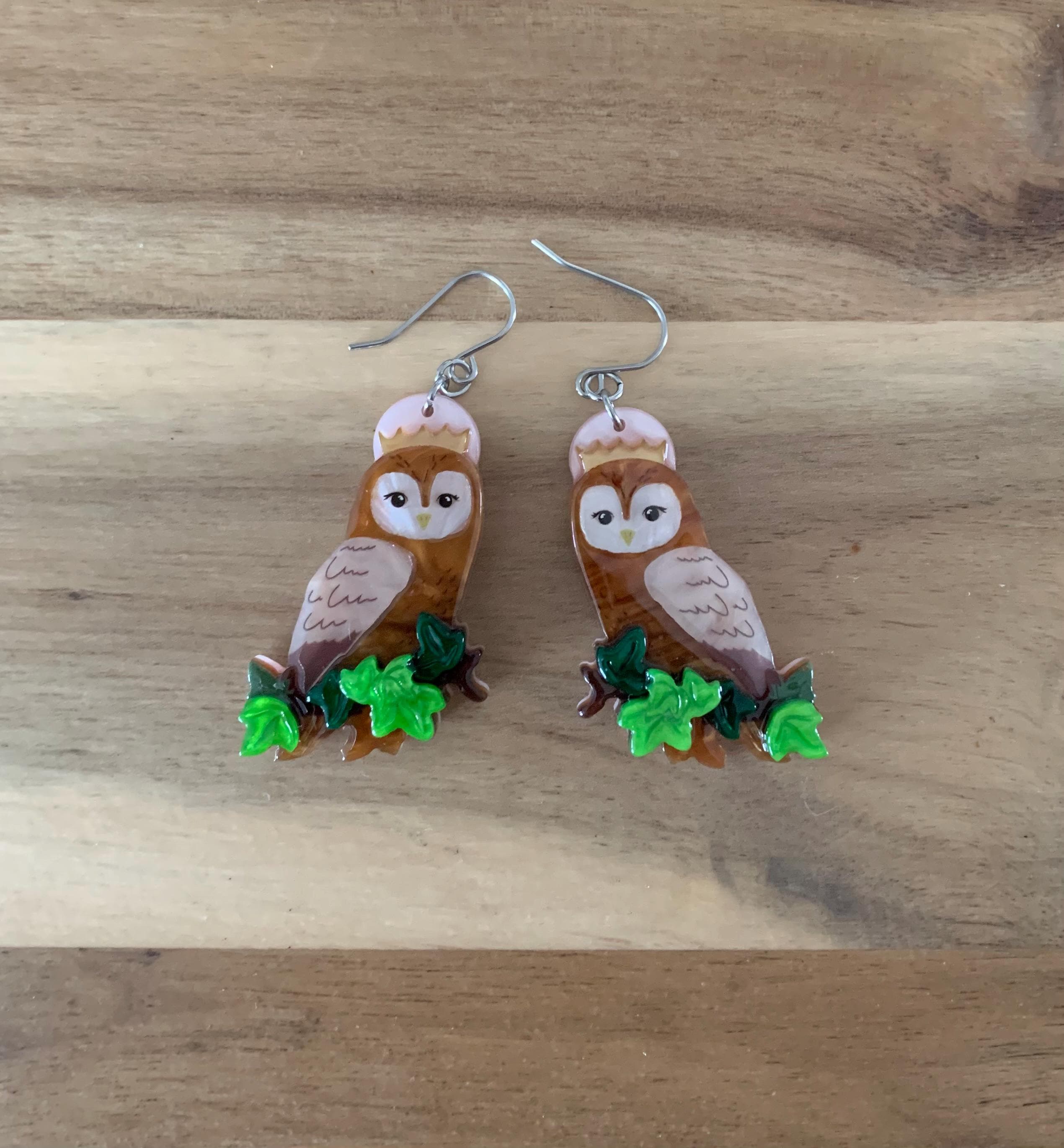 Erstwilder Regal Woodland Owl earrings bird NWOT