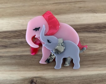 Erstwilder Mother Ella Elephants brooch animal pin NWOT