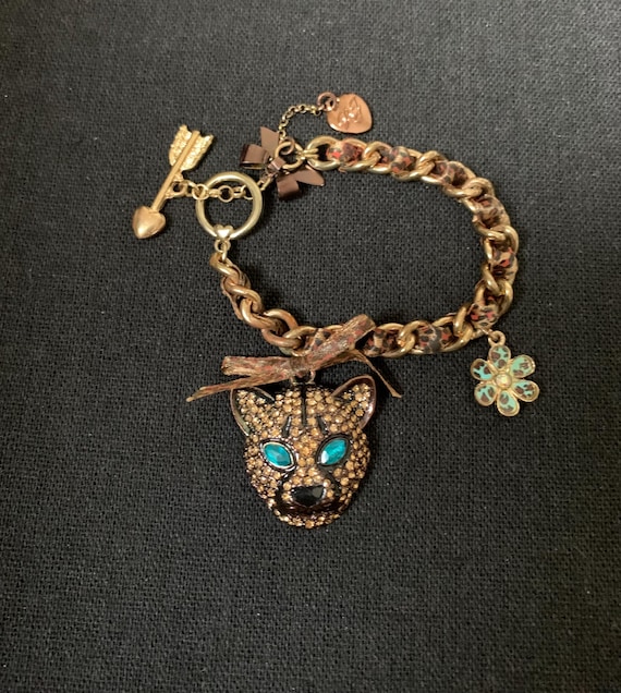 Betsey Johnson Jungle Fever Rhinestone Leopard Panther Vintage