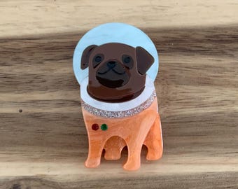 Erstwilder Interplanetary Pug dog Brooch NWOT