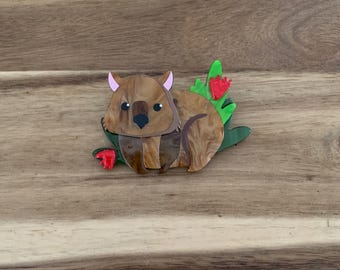 Erstwilder Nibbles the Wombat Brooch bear animal pin NWOT
