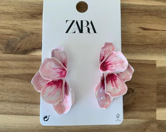 Zara Emaille Blume Oversize Ohrringe Schmuck Geschenk