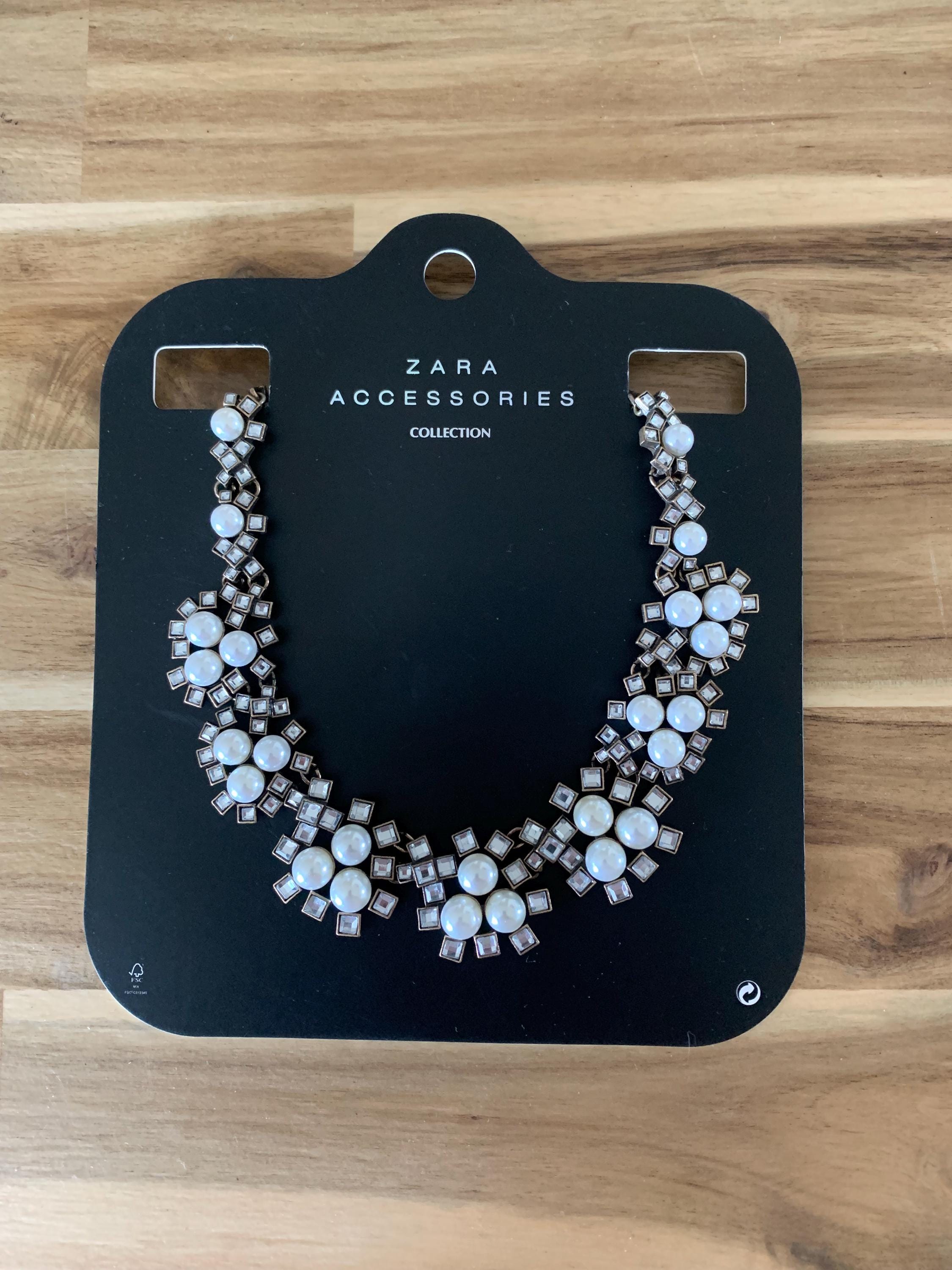 Zara Faux Pearl With Rhinestone Necklace NWT All Item Prices