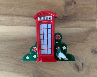 Erstwilder London Calling Brooch telephone booth pin NWOT