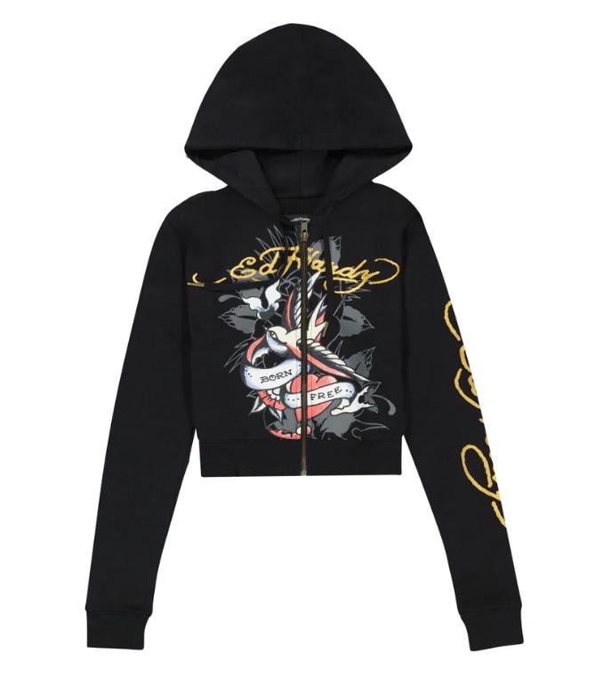 Ed Hardy Y2K Sapphire Blue Velvet NYC Swallow Bird Tattoo