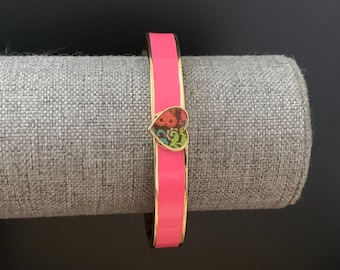 Pulsera con candado en forma de corazón y embalsamado de color rosa de Vera Bradley, joyería vintage, nueva sin etiquetas