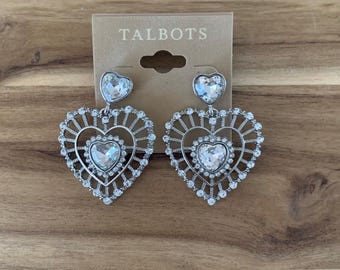 Tablots rhinestone heart shaped earrings jewelry NWT