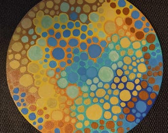 Abstract BUBBLES 01 Titled Original Artwork Acrylic Paint on Canvas Wall Art 8 x 8 inches round