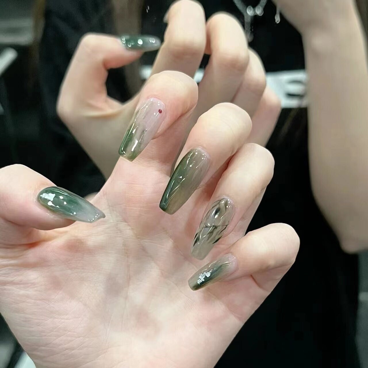 Green Fake Nails - Etsy
