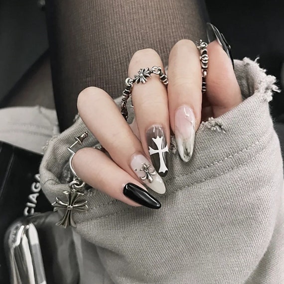 100+Different Crosses Chrome Hearts Nail Art for you to Choose