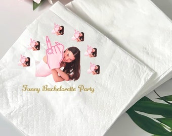 Funny Bachelorette Party, 50 Personalized Cocktail Napkins, Foil Printed, Beverage or Luncheon, Lots of Napkin and Foil Colors