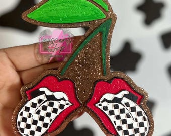 Checkered Tongue Cherries Silicone Car Freshie Mold