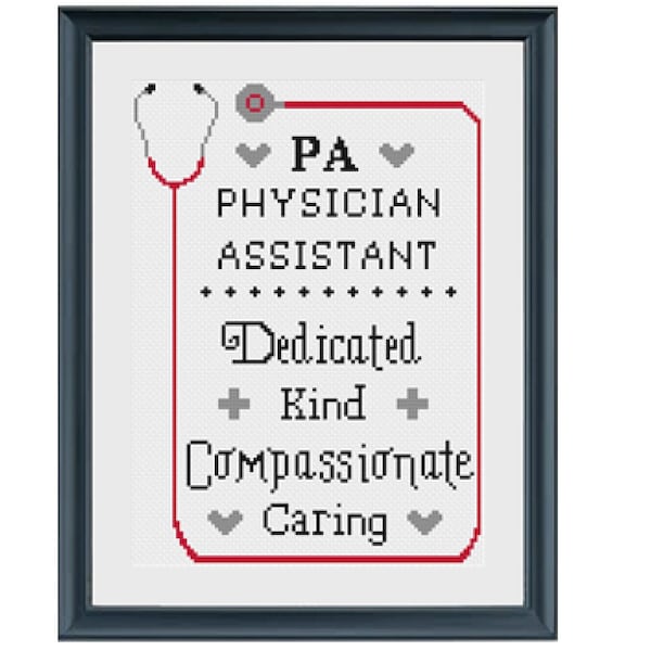 PA Physician Assistant Stethoscope Cross Stitch Pattern PDF