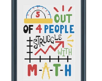 Struggle With Math Statistics Teacher Cross Stitch Pattern PDF