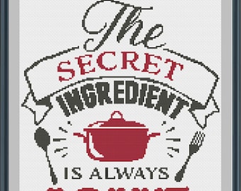 Secret Ingredient Chef Kitchen Cross Stitch Pattern PDF