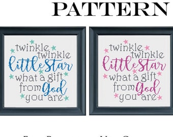 Baby Twinkle Little Star Cross Stitch Pattern PDF