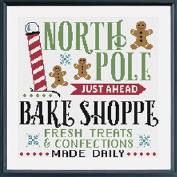 North Pole Bake Shoppe Holiday Cross Stitch Pattern PDF